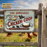 Joycorners Personalized Chicken Coop Fresh Eggs Daily Turquoise All Printed 3D Metal Sign