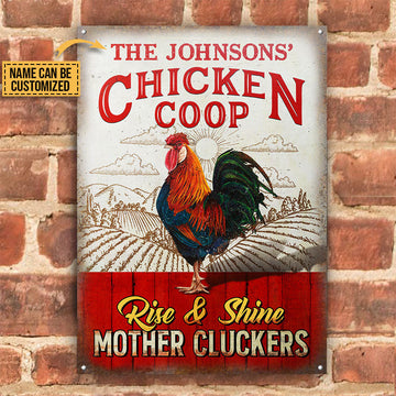 Joycorners Personalized Chicken Coop Rise And Shine Vertical All Printed 3D Metal Sign