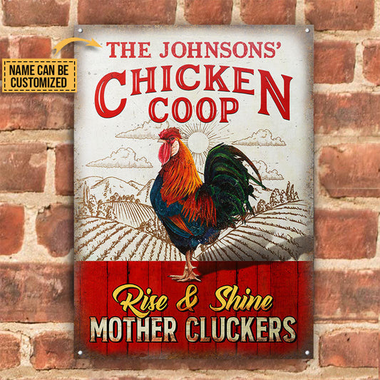 Joycorners Personalized Chicken Coop Rise And Shine Vertical All Printed 3D Metal Sign