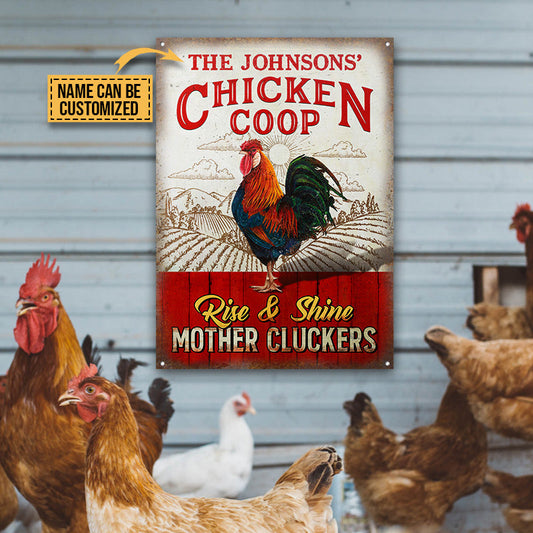 Joycorners Personalized Chicken Coop Rise And Shine Vertical All Printed 3D Metal Sign