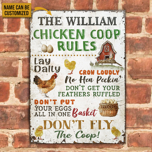 Joycorners Personalized Chicken Coop Rules All Printed 3D Metal Sign