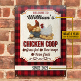 Joycorners Personalized Chicken Coop Welcome Flannel All Printed 3D Metal Sign