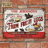 Joycorners Personalized Chicken Farm Fresh Eggs Red White All Printed 3D Metal Sign