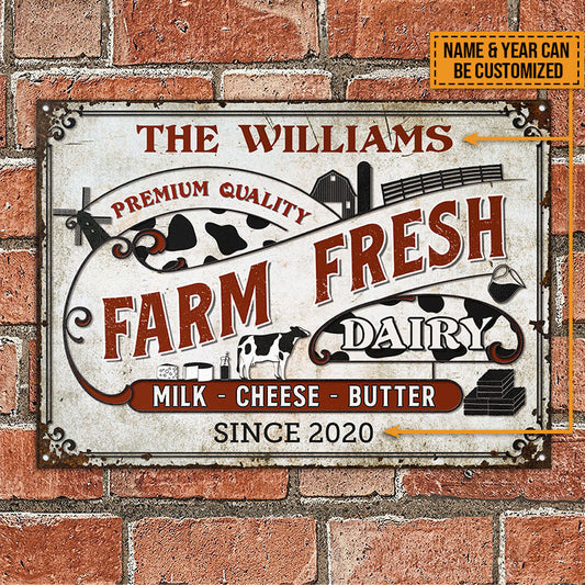 Joycorners Customized Name Cattle Farm Fresh Milk Printed 3D Metal Sign