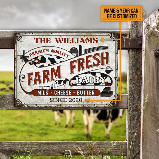 Joycorners Customized Name Cattle Farm Fresh Milk Printed 3D Metal Sign