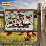 Joycorners Personalized Chicken Fresh Eggs Come And Get 'Em All Printed 3D Metal Sign