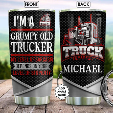 Joy corners Personalized Grumpy Old Trucker Custom Personalized Tumbler TK35154