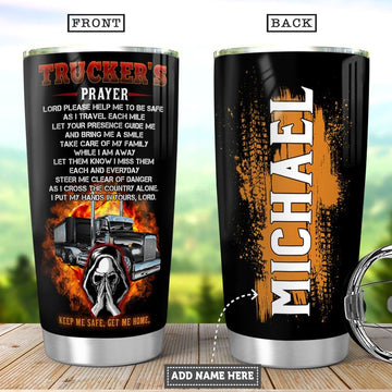 Joy corners Personalized Heavy Trucker Prayer Custom Personalized Tumbler NE98301