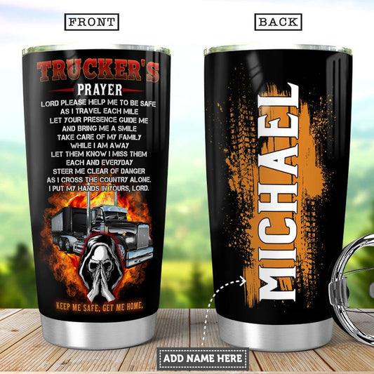 Joy corners Personalized Heavy Trucker Prayer Custom Personalized Tumbler NE98301