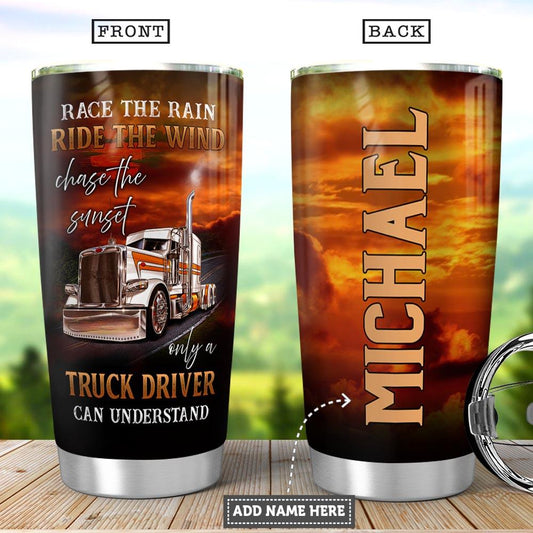 Joy corners Personalized Trucker Chase The Sunset Custom Personalized Tumbler YJ52019