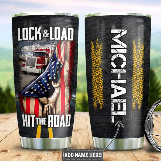 Joy corners Personalized Trucker Hit The Road Custom Personalized Tumbler OP68377
