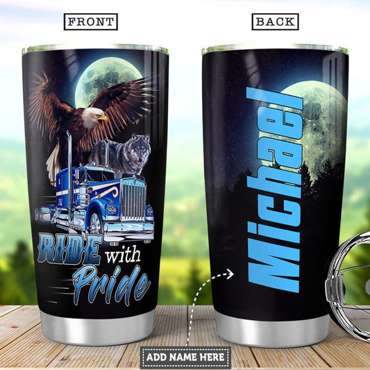 Joy corners Personalized Trucker Ride With Pride Custom Personalized Tumbler CI74195