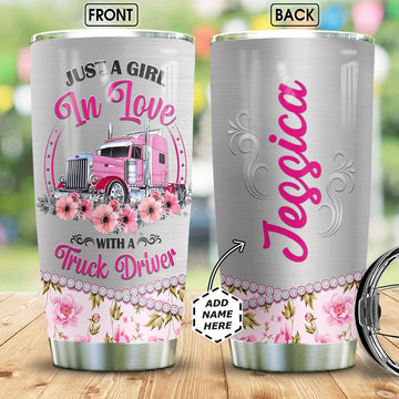 Joy corners Personalized Trucker Wife Metal Style Custom Personalized Tumbler UZ20081