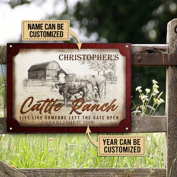 Joycorners Customized Name Cattle Farm Cattle Ranch Live Like Someone Left The Gate Open Printed 3D Metal Sign