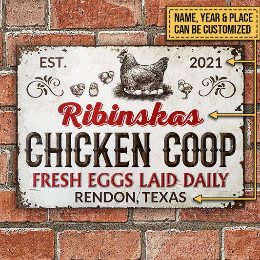 Joycorners Personalized Chicken Coop Fresh Eggs Laid Daily All Printed 3D Metal Sign