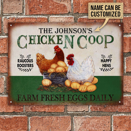 Joycorners Personalized Chicken Coop Green All Printed 3D Metal Sign