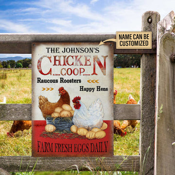 Joycorners Personalized Chicken Coop Vertical All Printed 3D Metal Sign