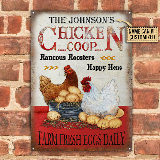 Joycorners Personalized Chicken Coop Vertical All Printed 3D Metal Sign