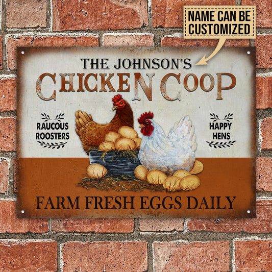 Joycorners Personalized Chicken Coop Brown All Printed 3D Metal Sign