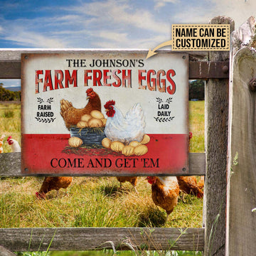 Joycorners Customized Name Chicken Farm Raised Laid Daily Come And Get Them All Printed 3D Metal Sign