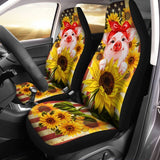 Joycorners Pig Sunflower All Over Printed 3D Car Seat Cover Set (2Pcs)