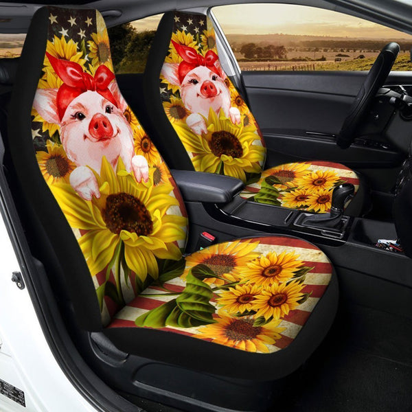 Joycorners Pig Sunflower All Over Printed 3D Car Seat Cover Set (2Pcs)