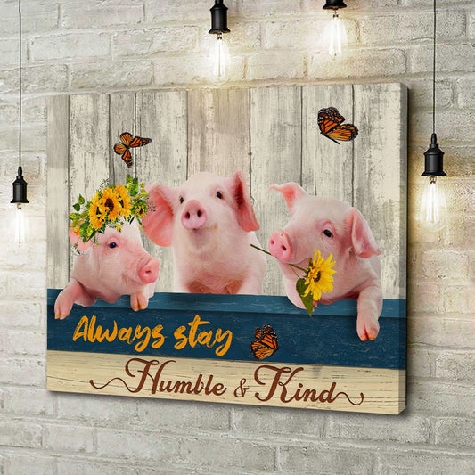 Joycorners Pig Humble and Kind Canvas
