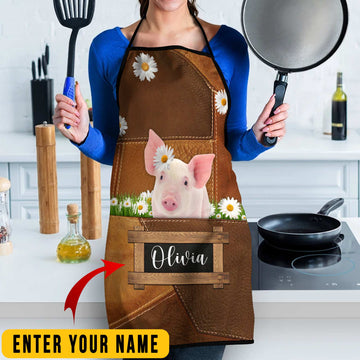 Joycorners Personalized Name Pig All Over Printed 3D Apron