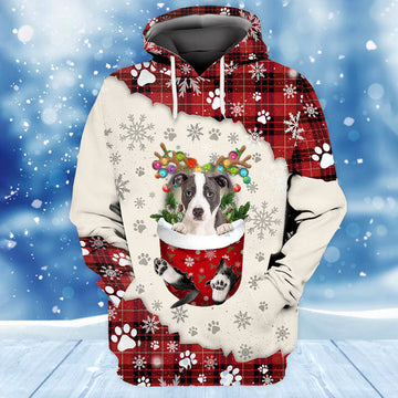 Joycorners Pitbull In Snow Pocket Merry Christmas Unisex Hoodie