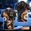 Joycorners Wolf On Fire Billiard Pool 8 Balls Personalized Name 3D Polo Shirt Gift For Billiard Players