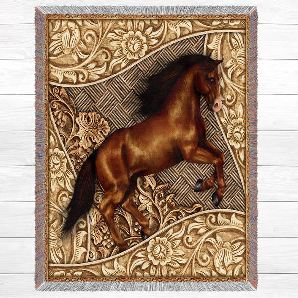 Joycorners Horse All Over Printed 3D Woven Blanket