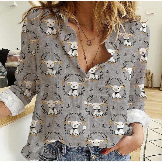 Joy Corners Sheep Pattern Casual Shirt