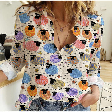 Joy Corners Sheep Pattern All Over Printed Casual Shirt