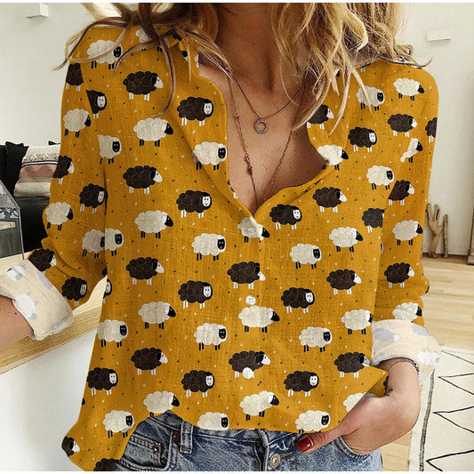 Joy Corners Sheep Pattern Casual Shirt