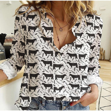 Joycorner White Cattle Breed Casual Shirt