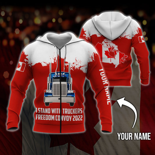 Joycorners Custom Name I Stand With Truckers Freedom Convoy 2022 All Over Printed 3D Hoodie