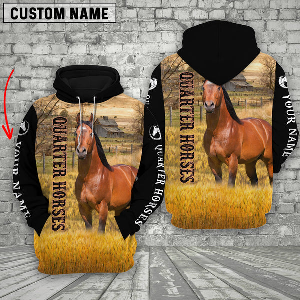 Joycorners Personalized Name Quarter Horses 3D Hoodie