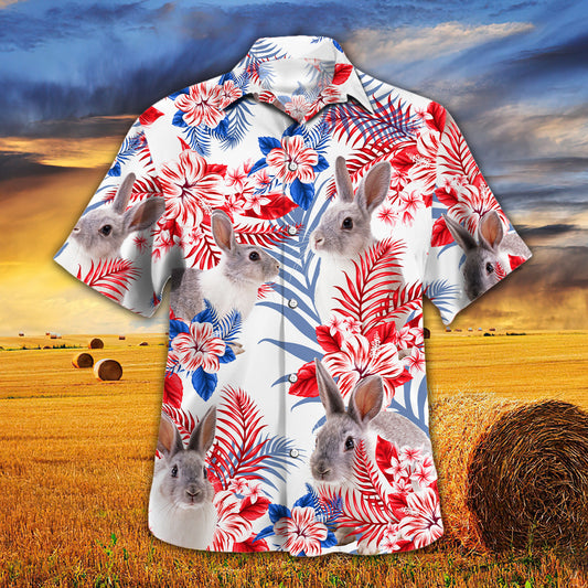 Joycorners United States Flag Hawaiian Theme For Rabbit Lovers All 3D Printed Hawaiian shirt