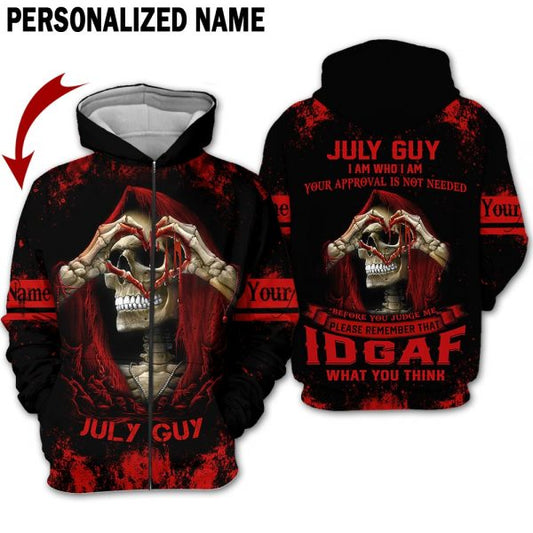 Joycorners Custom Name July Guy Praying Skeleton All Over Printed 3D Shirts
