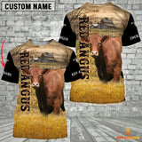 Joycorners Personalized Name Red Angus Cattle On The Farm 3D Shirt