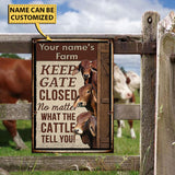 Joycorners Customized Name RED BRAHMAN CATTLE LOVERS KEEP GATE CLOSED All Printed 3D Metal Sign
