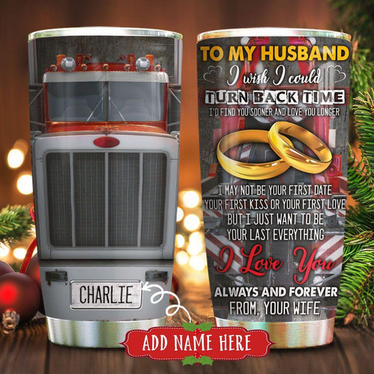 Joy corners Red Tow Trucker Layer To My Husband Personalized KD2 Custom Personalized Tumbler JU36170