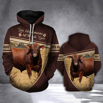 Joycorners Red Angus Cattle All Over Printed 3D Hoodie