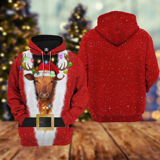 Joycorners Red Angus Cattle Christmas Hoodie