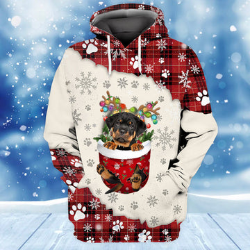 Joycorners Rottweiler In Snow Pocket Merry Christmas Unisex Hoodie