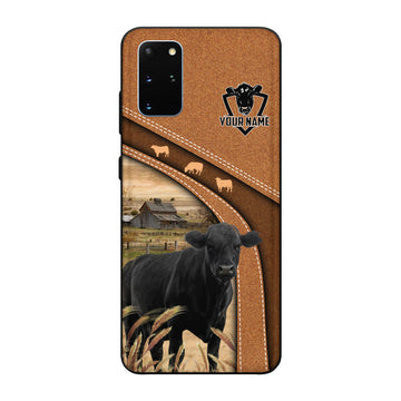 Black Angus Leather Pattern Personalized Phone case - Samsung