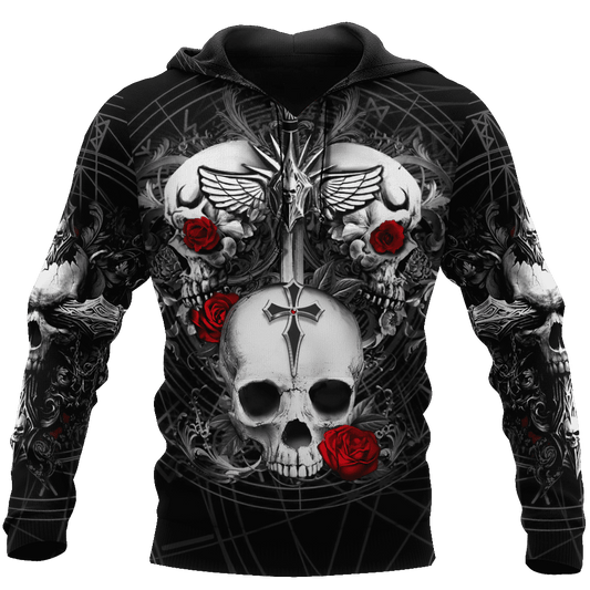 Joycorners Skull and Flowers Tattoo All Over Printed Shirts