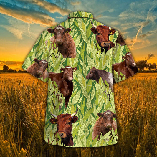 Joycorners Shorthorn In Green Corn Field All Over Printed 3D Hawaiian Shirt