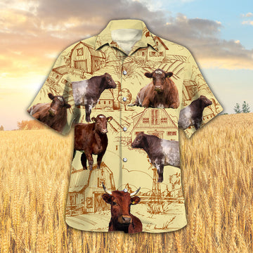 Joycorners Shorthorn Cattle Farm All Over Printed 3D Hawaiian Shirt