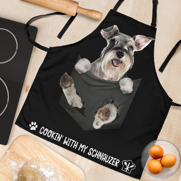 Joycorners Schnauzer In The Pocket Black All Over Printed 3D Apron